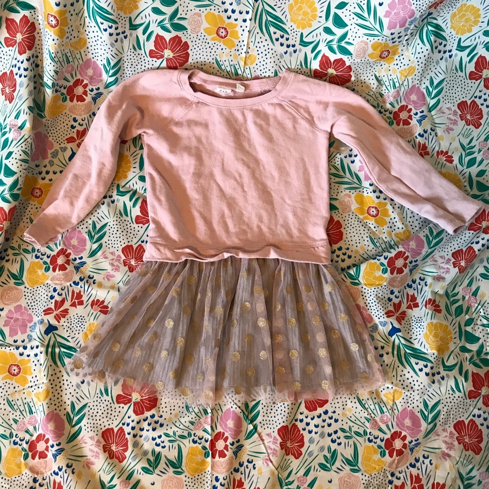 Gap Sweatshirt dress with mesh polka dot skirt